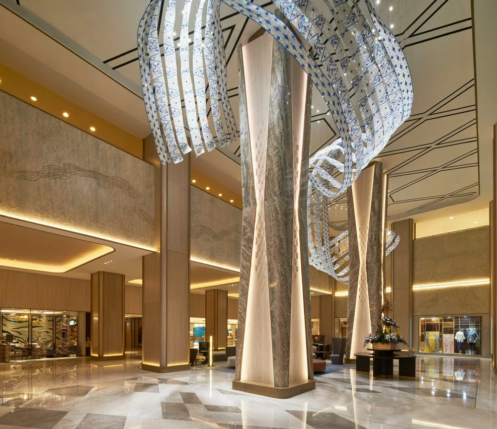 Sari Pacific, Jakarta · lobby. Five-star public areas: onyx-clad columns, marble floors.