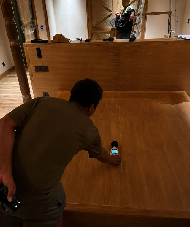 Joinery checked against the finishing sheet before sign-off.